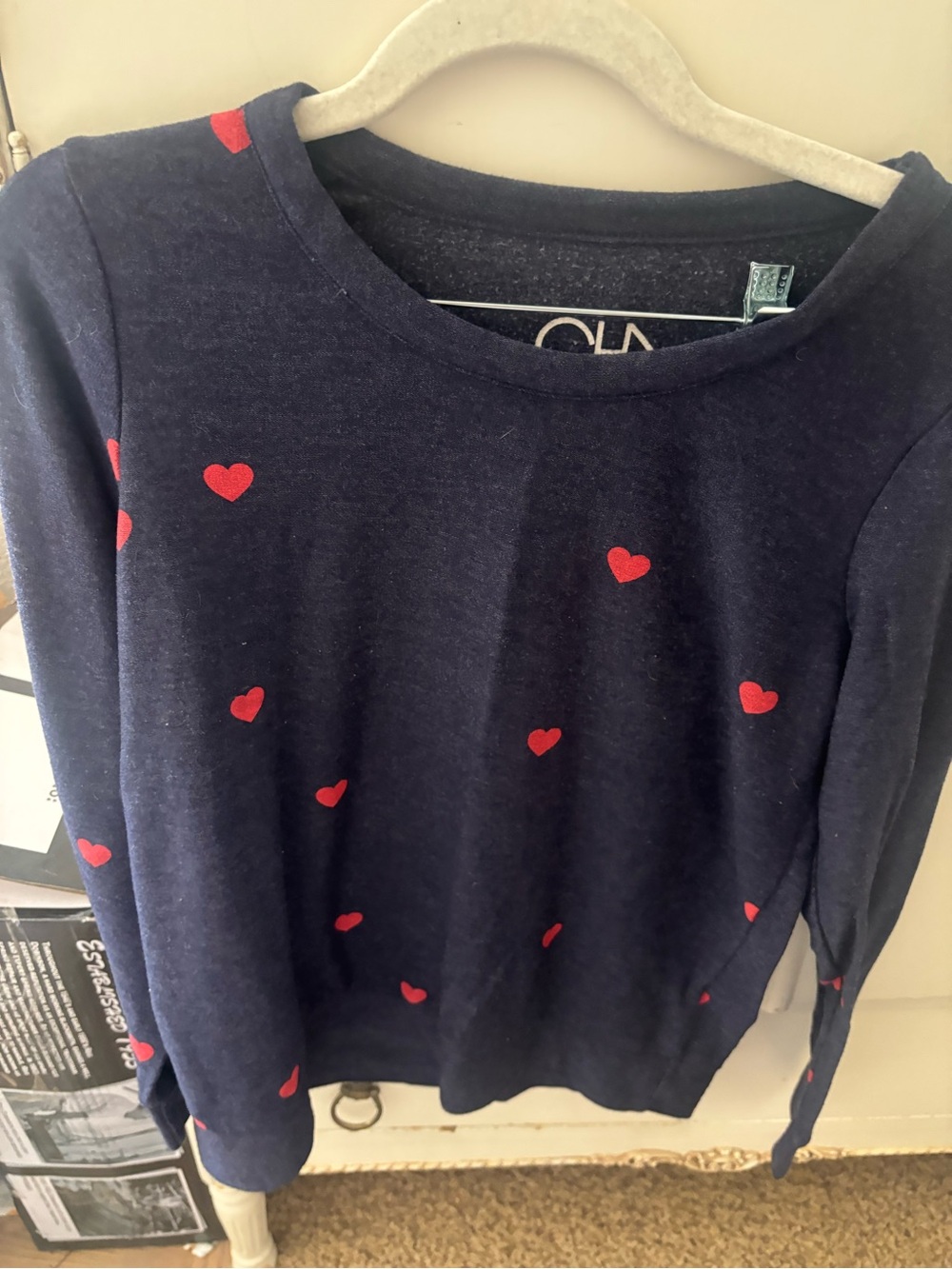 Chaser Navy Crewneck and Joggers with Red Heart Motif
